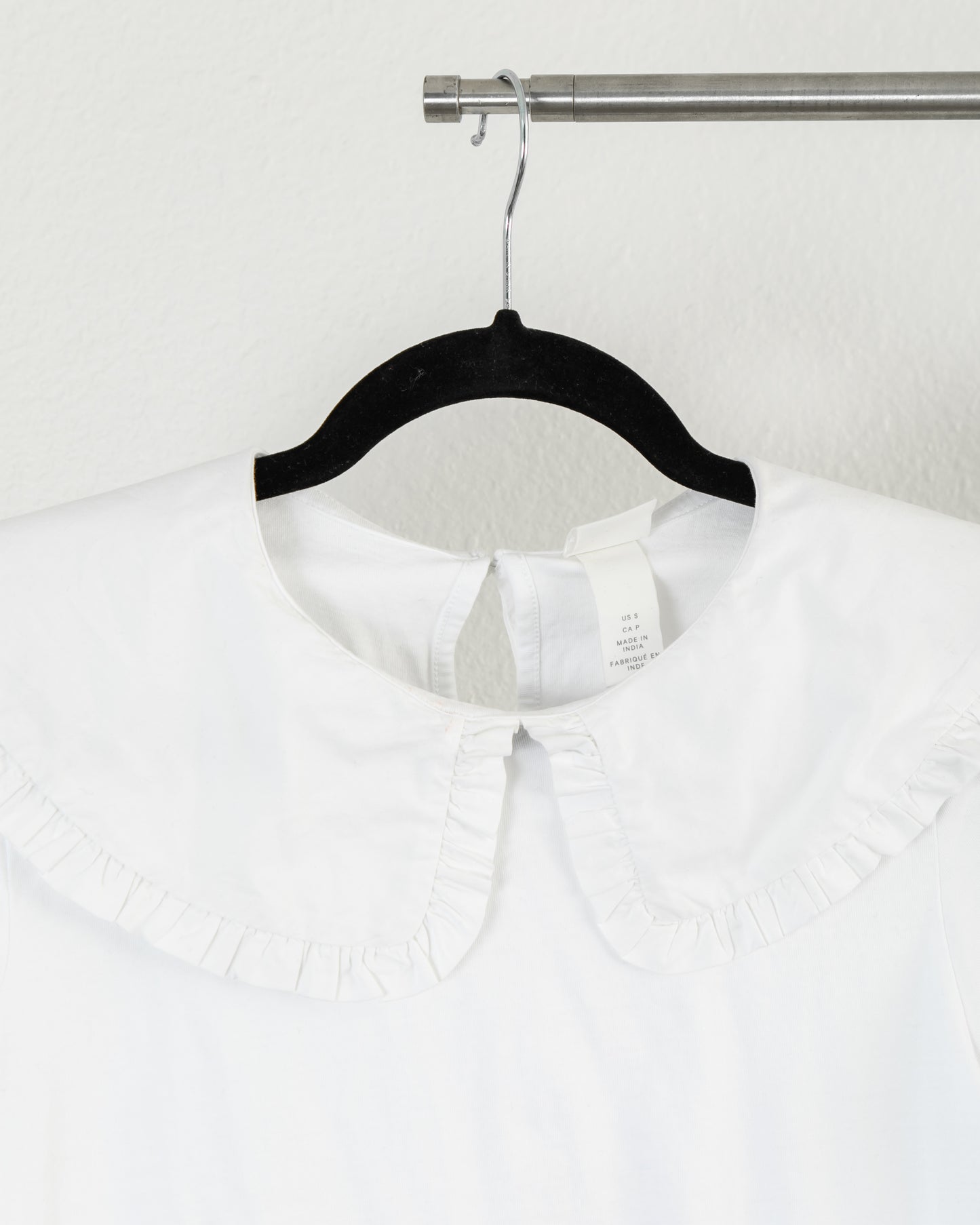 H&M Cotton Cotton Oversized Peter Pan Collar Blouse in White