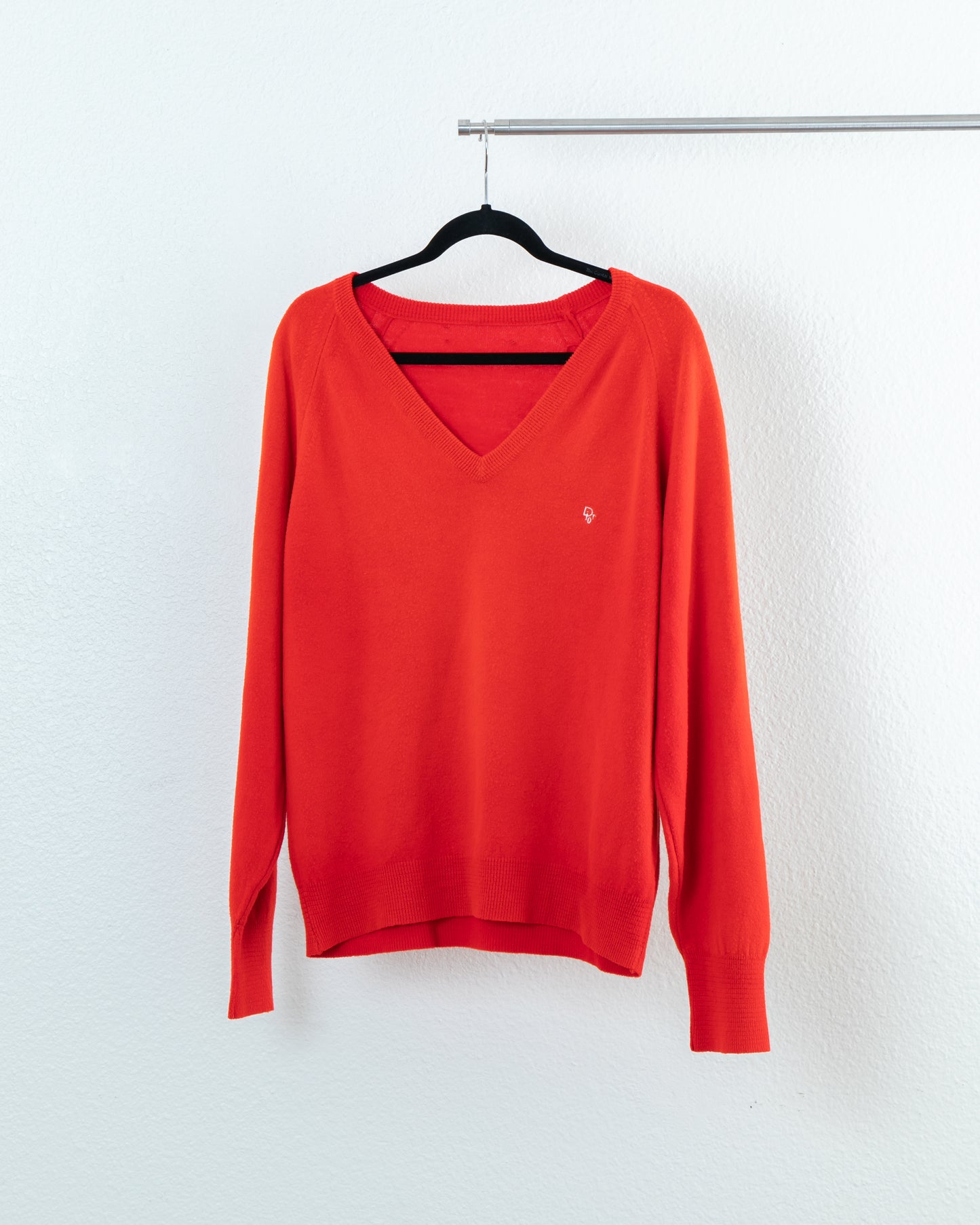 CHRISTIAN DIOR Vintage V-Neck Sweater in Cherry Red