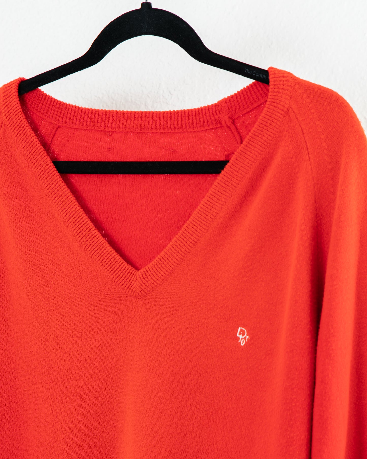 CHRISTIAN DIOR Vintage V-Neck Sweater in Cherry Red