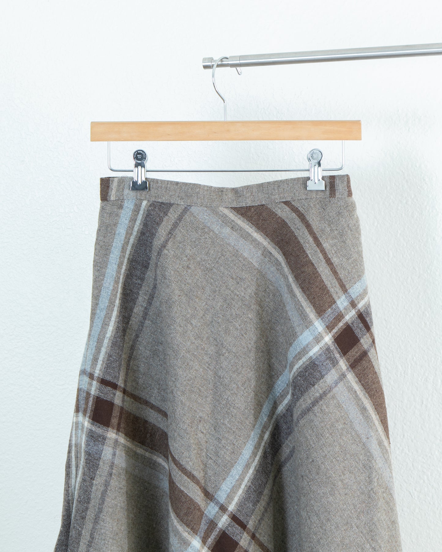 CHRISTINE GARCIA Vintage Mid-Length Wool Plaid Skirt