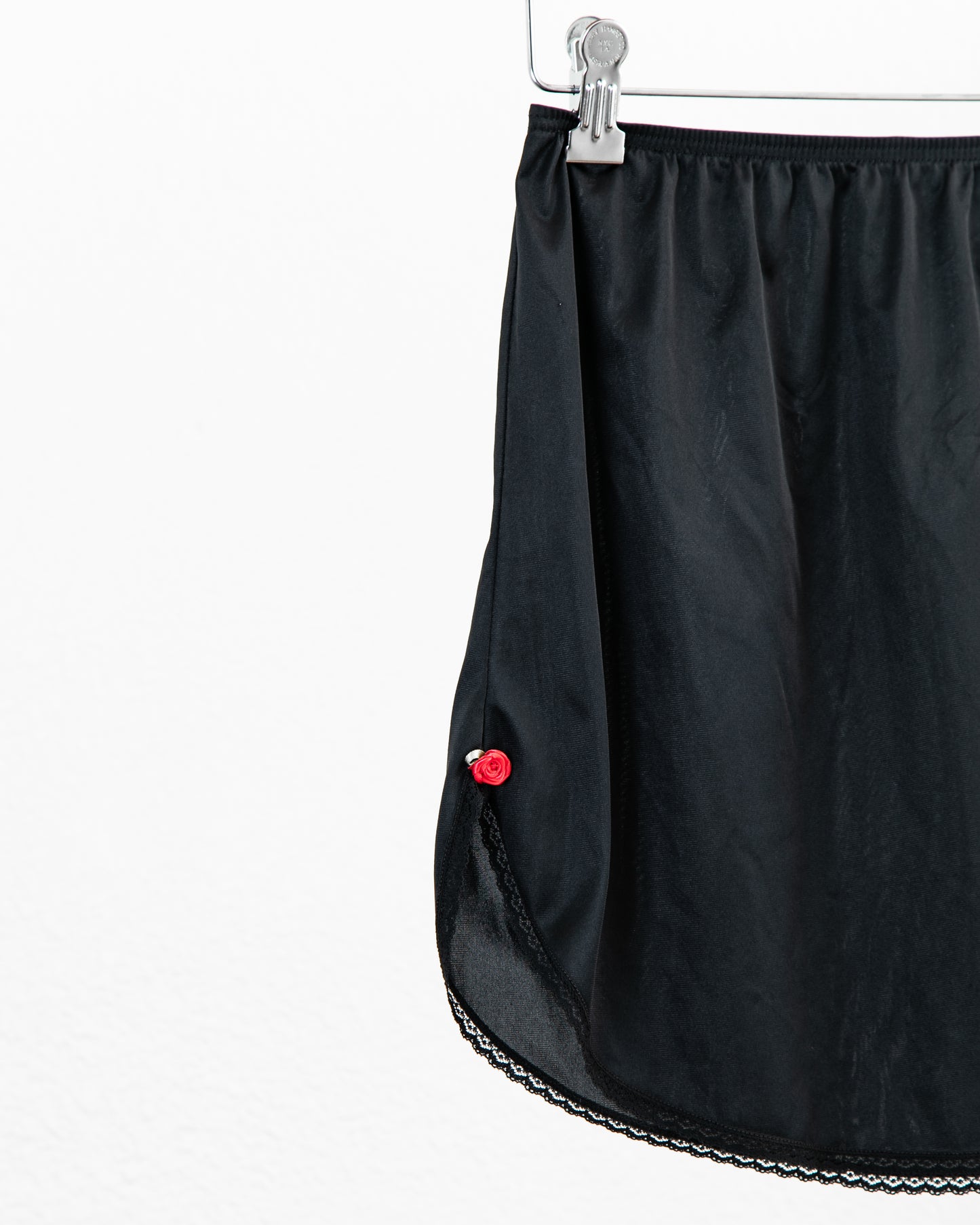 CHRISTINE GARCIA Rose Trimmed Mini Slip in Black