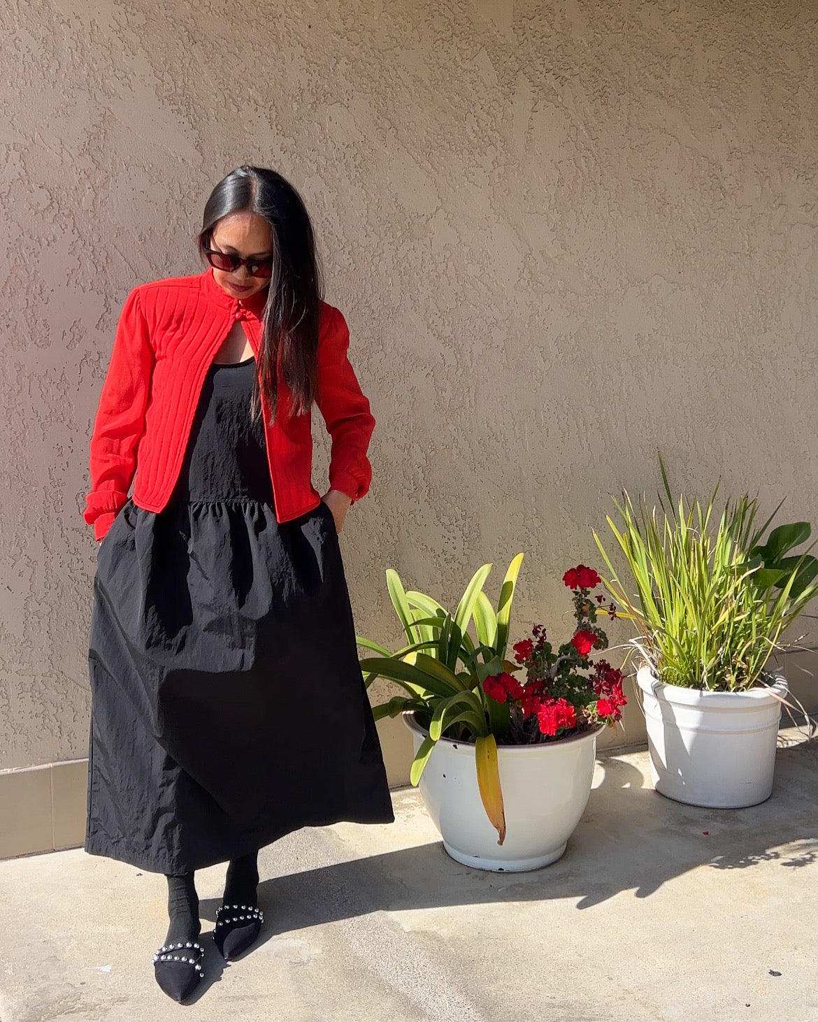 ZARA Gathered Maxi Dress in Black