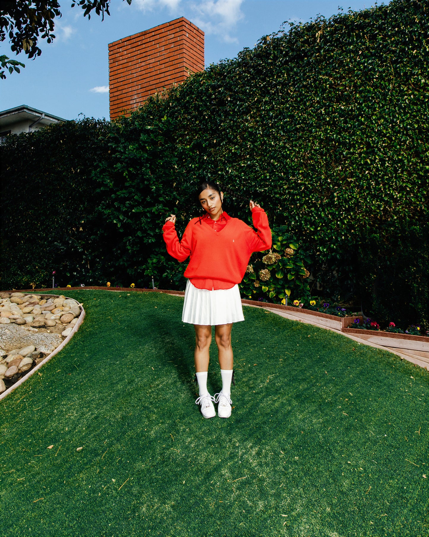 COMMES DE GARCON Western-Like Button Down Blouse in Red