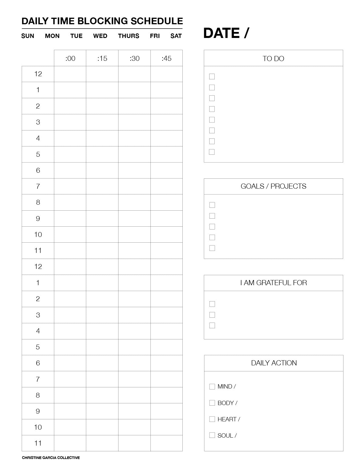 TIME BLOCKING WORKSHEET