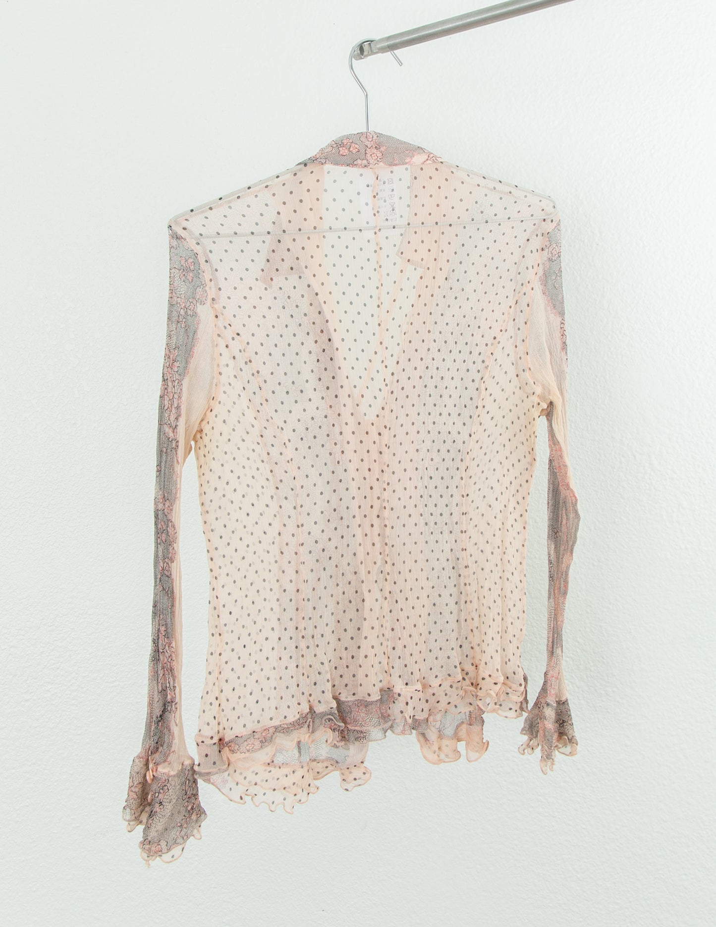 APRIORI Ruffle Floral Flowy Silk Blouse in Light Pink SZ 14