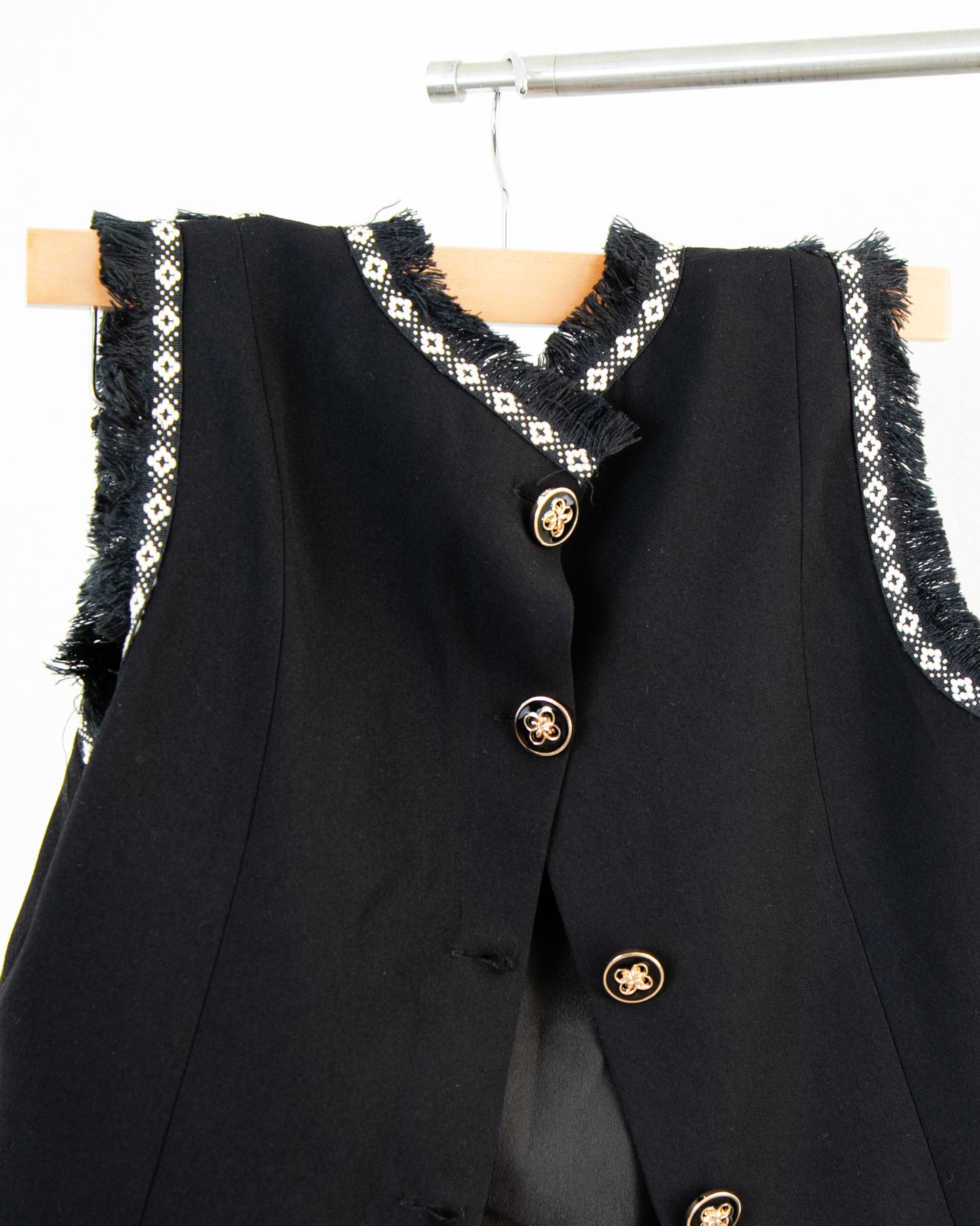 CHRISTINE GARCIA Romantic Fringe Sleeveless Vest with Bow SZ S