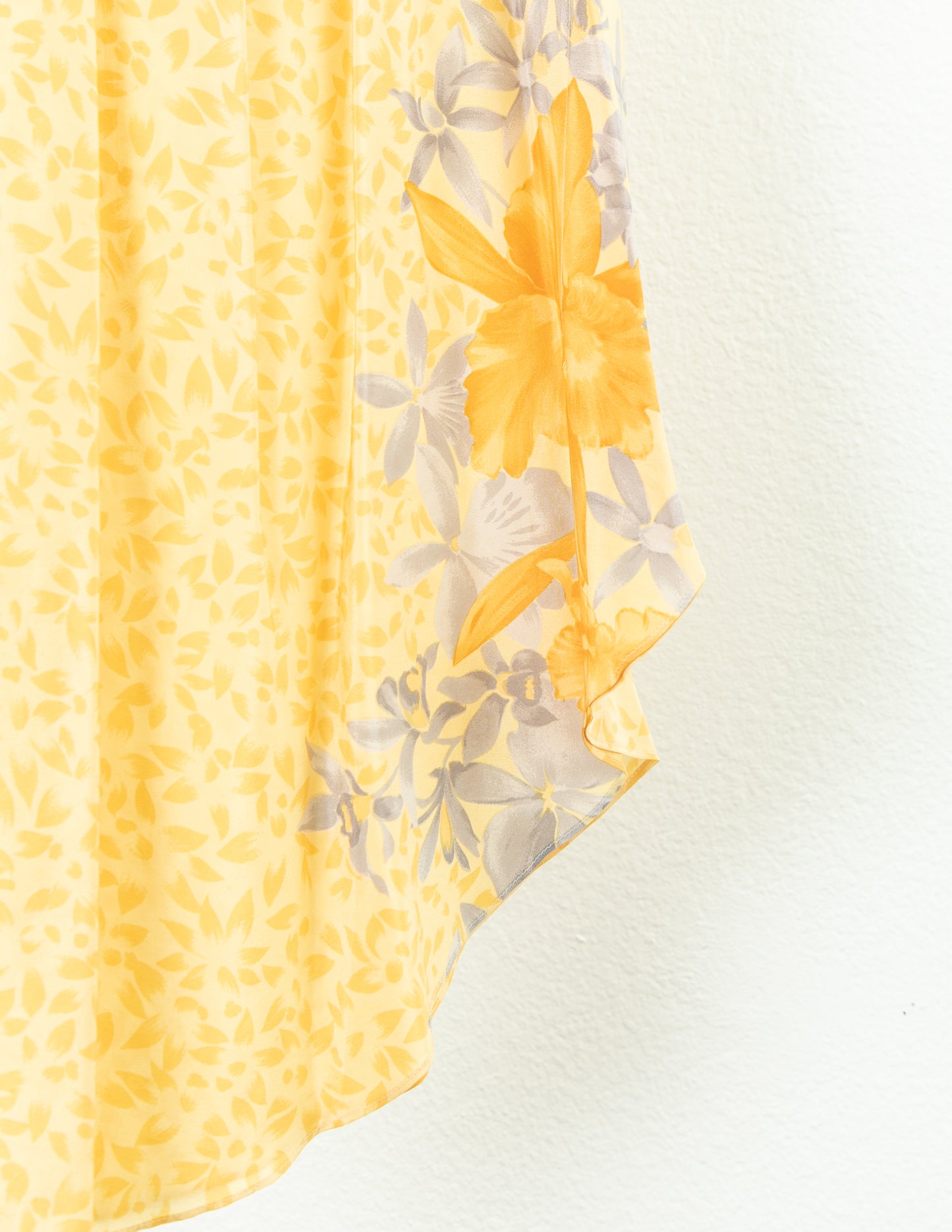 MARINA FERRARI One Shoulder Silk Floral Ruffle Dress in Yellow SZ 8