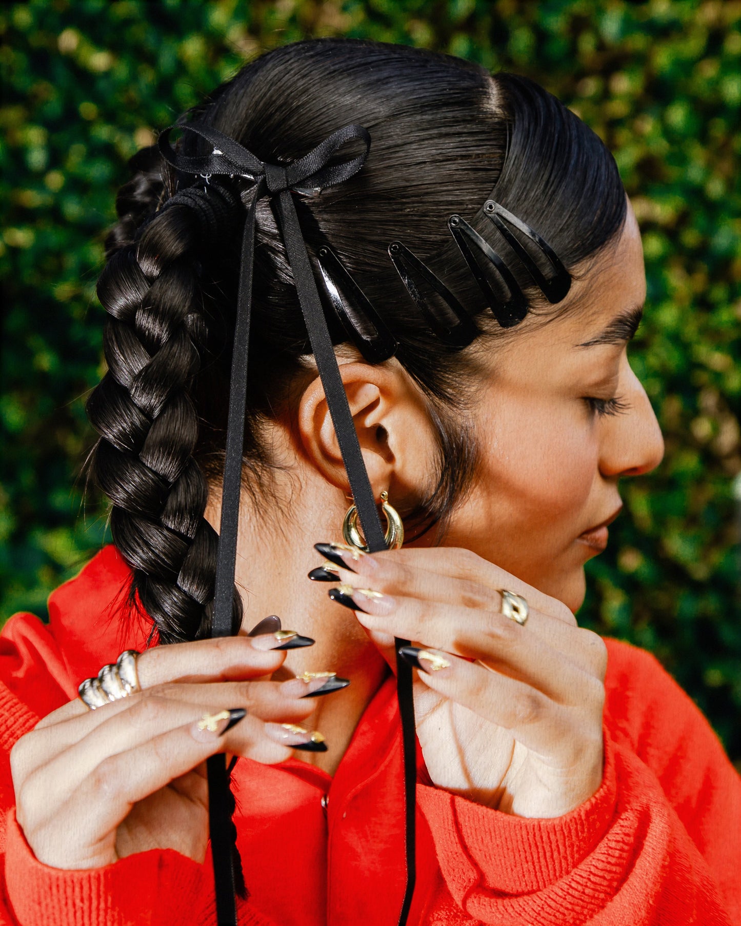 CHRISTINE GARCIA Two-Piece Long Ribbon Hair Clip