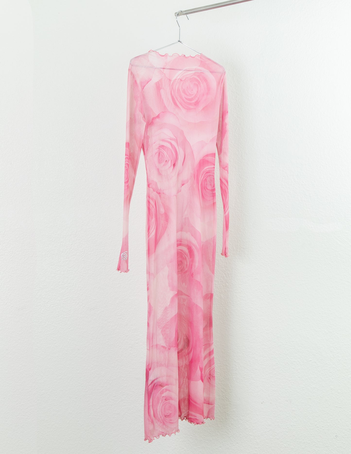 blumarine ruffled rose-detail maxi dress Blumarine Rose-detail Ruched Long Dress