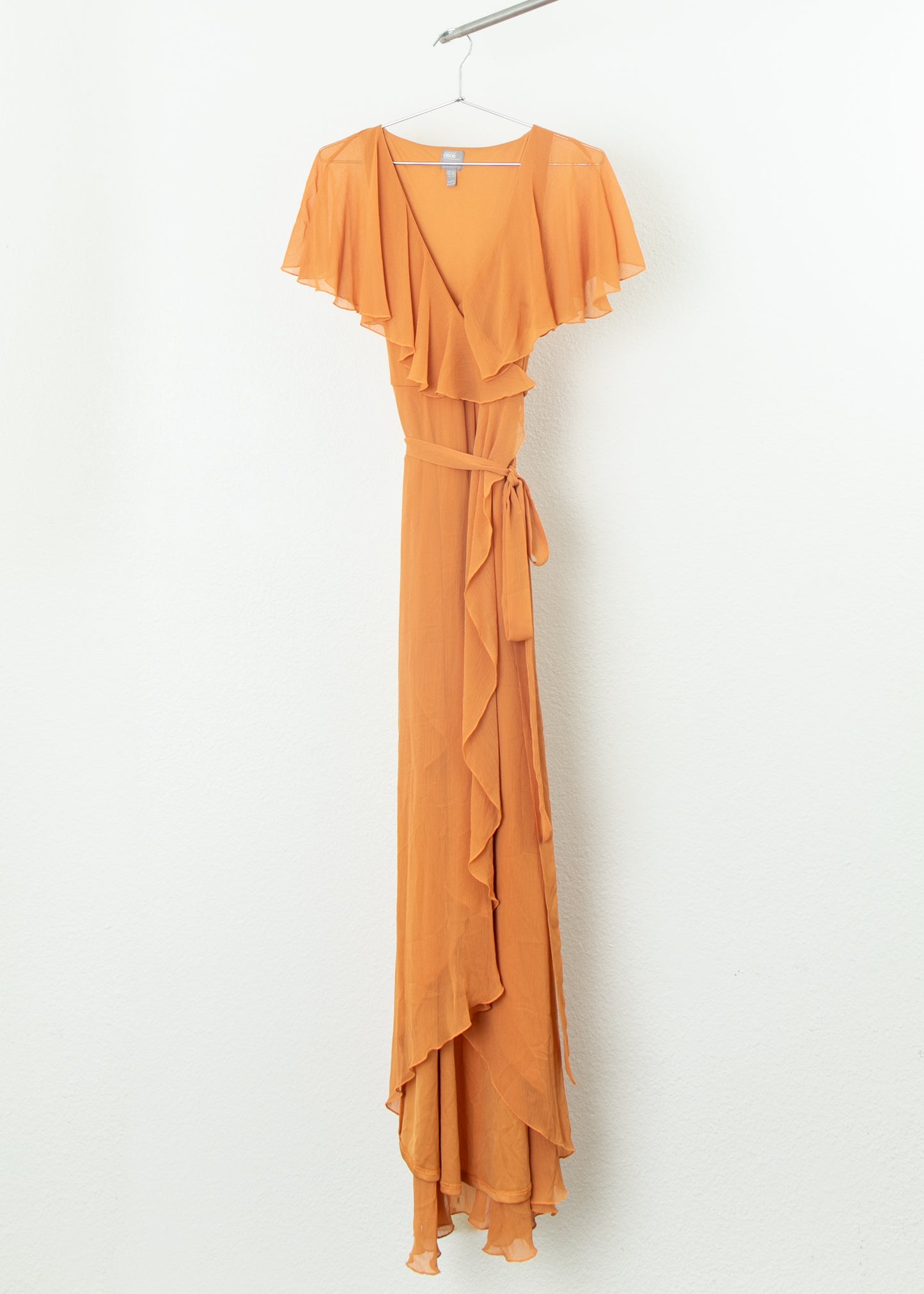 ASOS Soft Flowy Maxi Dress with Ruffles in Orange SZ 6 Christine Garcia Collective ASOS Soft Flowy Maxi Dress with Ruffles in Orange SZ 6 Christine Garcia Collective