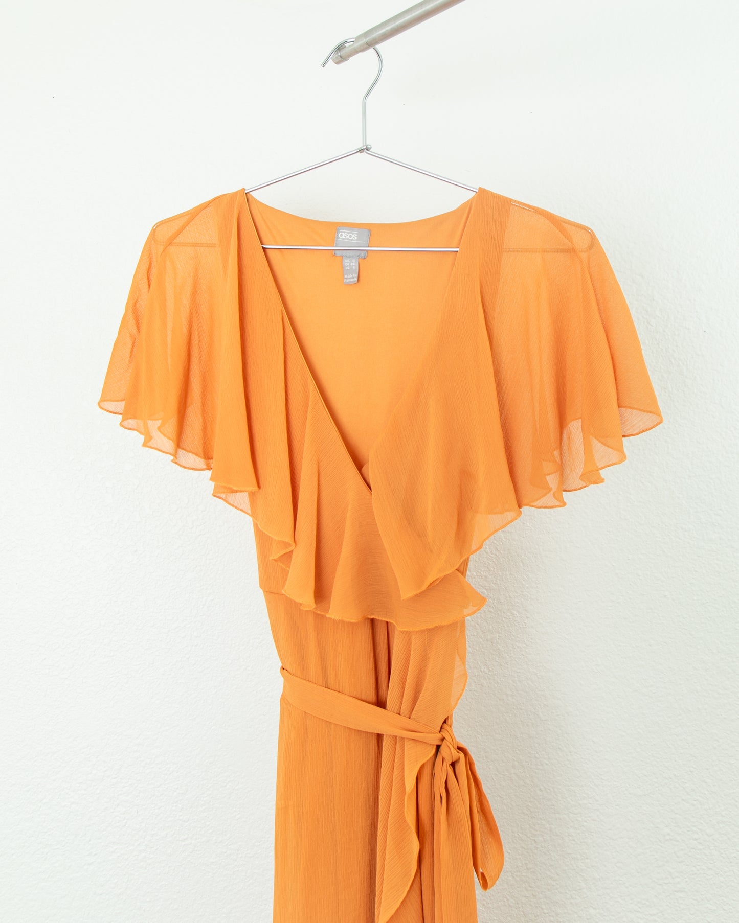 ASOS Soft Flowy Maxi Dress with Ruffles in Orange SZ 6 Christine Garcia Collective ASOS Soft Flowy Maxi Dress with Ruffles in Orange SZ 6 Christine Garcia Collective